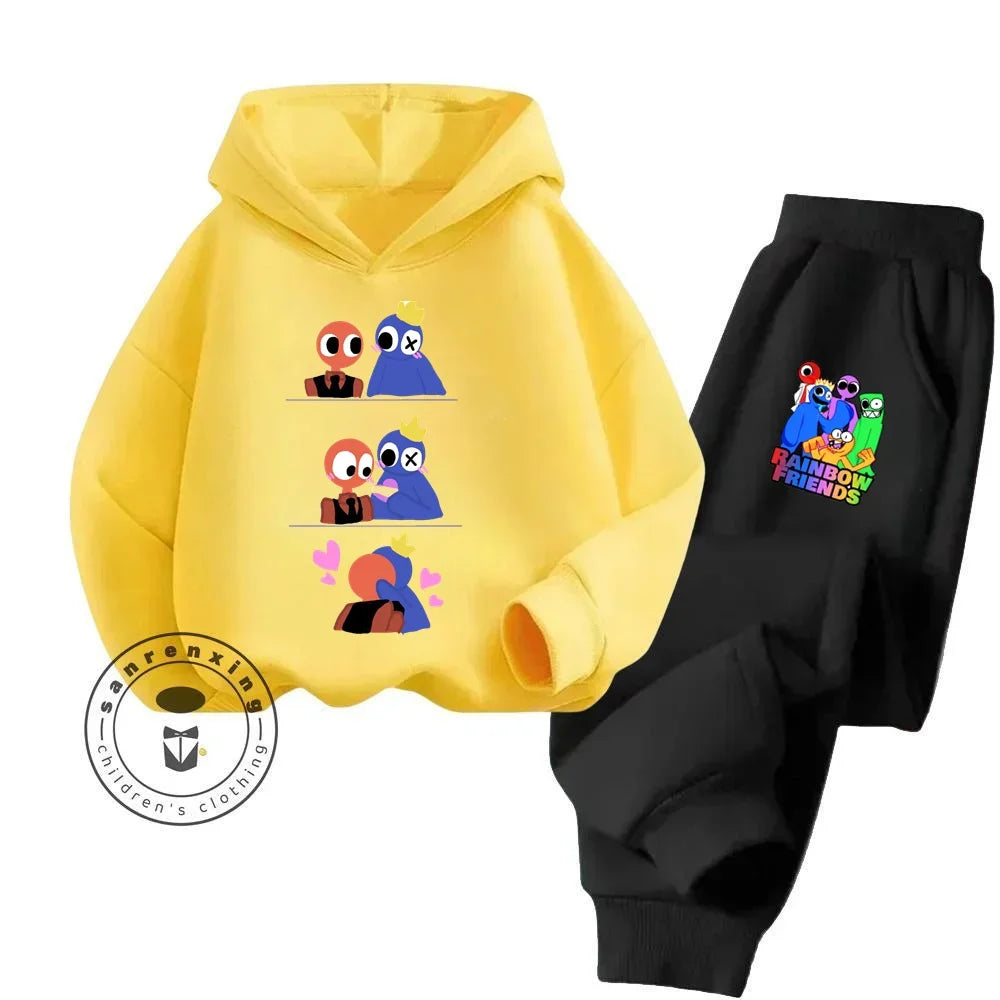 2024 Stylish and Cozy Cartoon Rainbow Friends Long Sleeve Stand Out Design Suitable for Children 3-14 Years Old New Hoodie Set