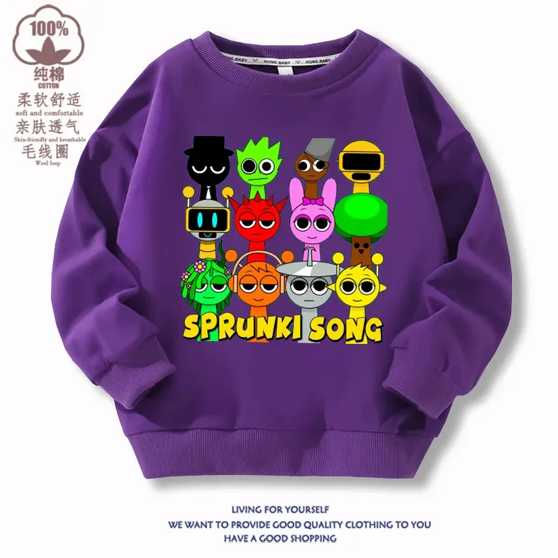 Sprunki Sweatshirt Incredibox Sprunki T Shirt Sweater Sprunki Cosplay Costume Pullover Tops Hoodie Y2K Cotton Clothes Gift