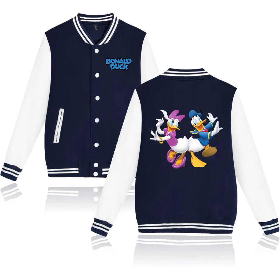 Donald Duck Bomber Jacket Women Men Autumn Baseball Jacket Coat Cartoon Kid Streetwear Harajuku Bomber College Jacket