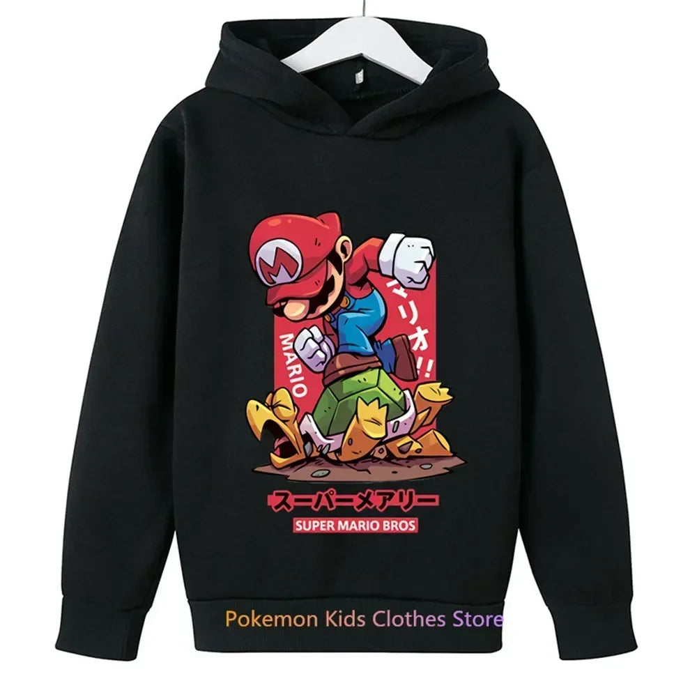 Spil Super Mario bros Hættetrøje til børn Overdele Langærmede Drenge Tøj Piger Baby tegneserie Børn Mode Forår Efterår Sweatshirt