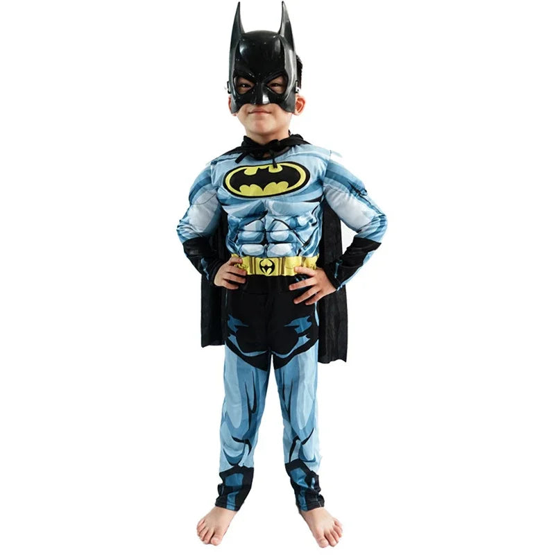 Kids Bat Cosplay Jumpsuit Hero Costume Suit with Cape Mask Men Superhero Wayne Cosplay High quality Halloween Carnival Party