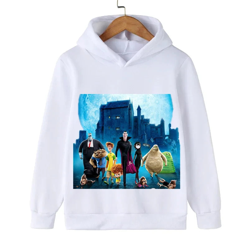 Hotel Transylvania Cartoon 2-14 Years Old Kids Boys Hoodies Sweatshirts For Autumn Coats Teenager Boy Clothes Kid Girls Tops