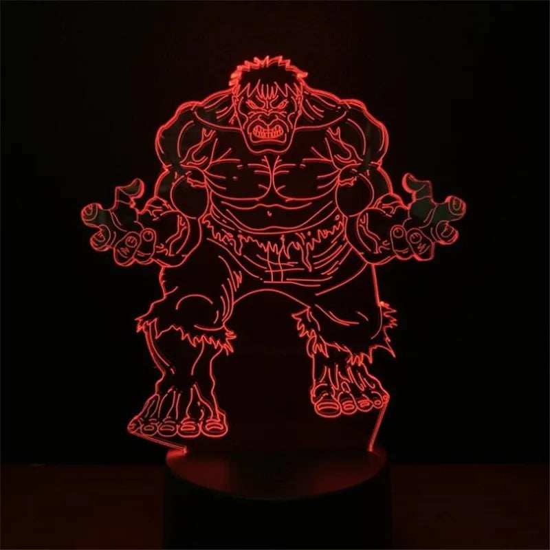 Anime The Avengers Infinity War 3D LED Nightlights Spiderman Ironman Hulk Thor Lamp Colorful Changing Night Lights Table Lampara