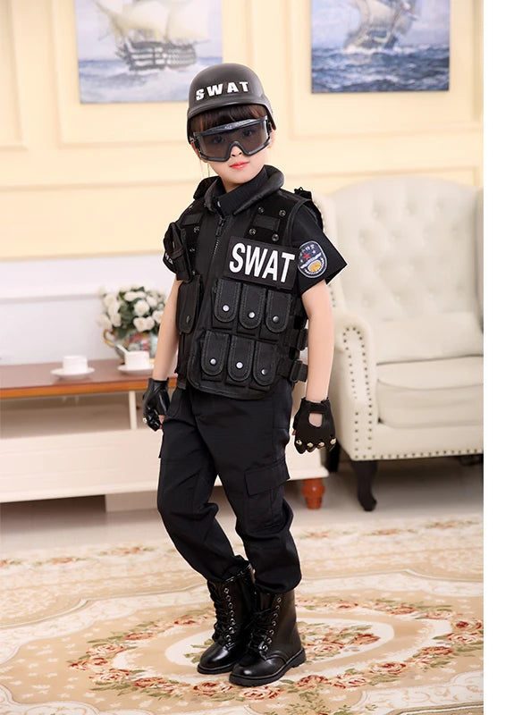 Children Hunting Military Tactical Army Vest Kids Airsoft Gear Combat Armor Uniform Boy Girl Swat Police Outdoor Costume