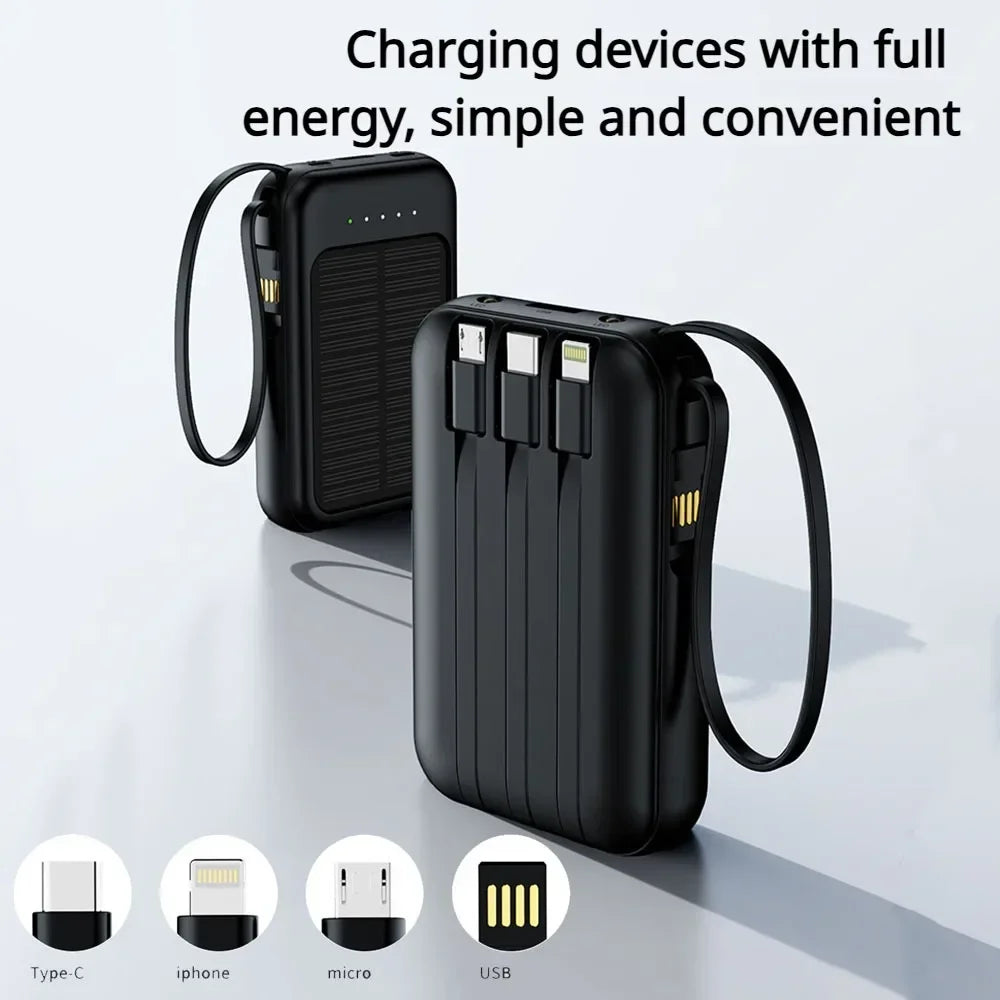 Emergency Outdoor Solar Power Bank Mini 10000mAh Big Capacity Powerbank Phone External Solar Cell Fast Charging Phone Charger