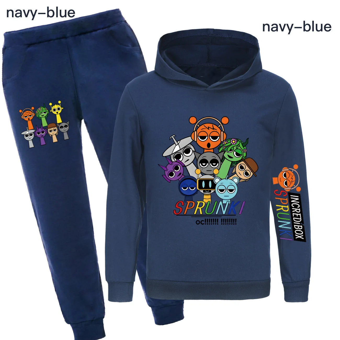 Sprunki Cartoon Clothes Kids Game Incredibox Jumper Boys Fashion Long Sleeve Sweatshirts+ Pants 2pcs Suits Toddler Girls Outfits