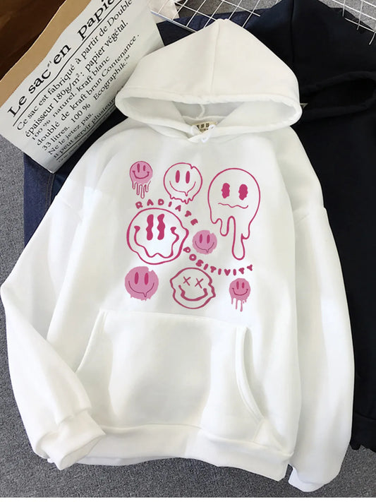 Hirsionsan Funny Graphic Print Hoodies Women Soft Loose Sportwear