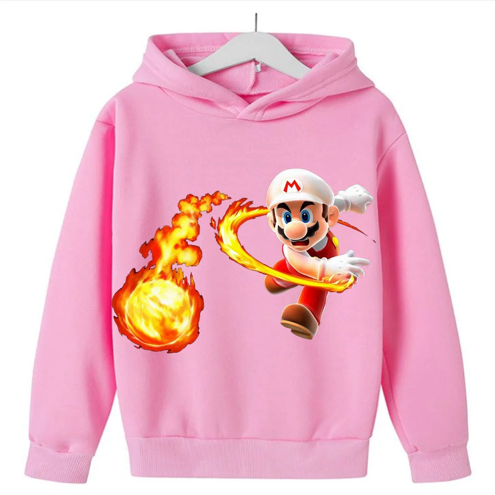 New Super Mario Peach Princess Boys Hoodies Kids Boys Clothes Children's Clothing Tops Baby Long Sleeve Boy Hoodies 3-14 Years