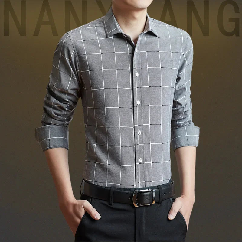 2024 New Brand Men Casual Spring Plaid Shirt Fashion Jersey