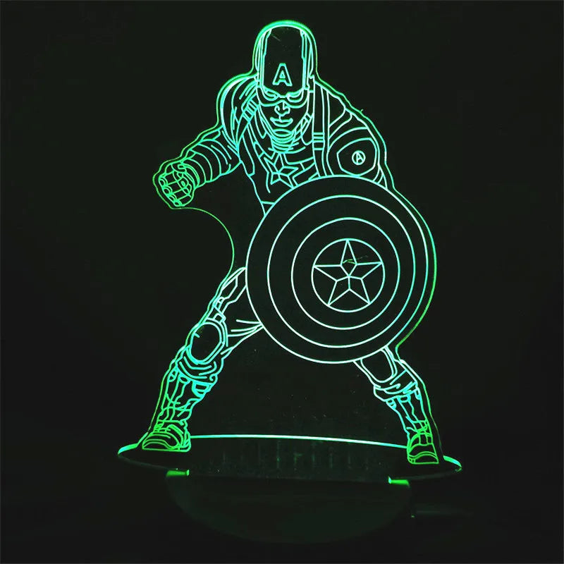 Anime The Avengers Infinity War 3D LED Nightlights Spiderman Ironman Hulk Thor Lamp Colorful Changing Night Lights Table Lampara