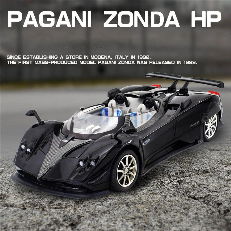 1:24 Pagani Zonda HP Barchetta Supercar Alloy Car Model Sound and Light Pull Back Children's Toy Collectibles Birthday gift