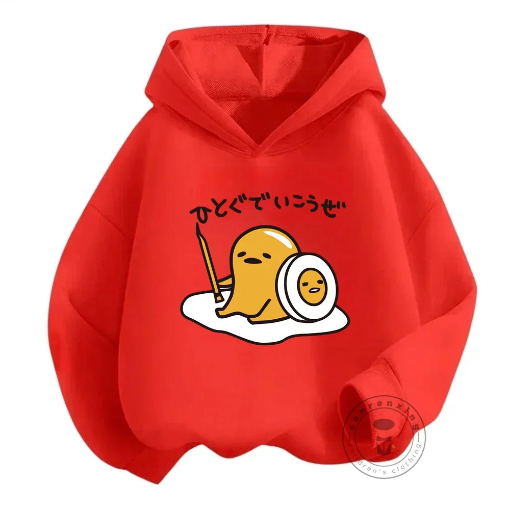 Kids Gudetama Hoodie Boys Girls Beautiful Clothes Sweatshirt Long Sleeve Sanrio Cartoon Print Top Pants Casual New Fall 2024