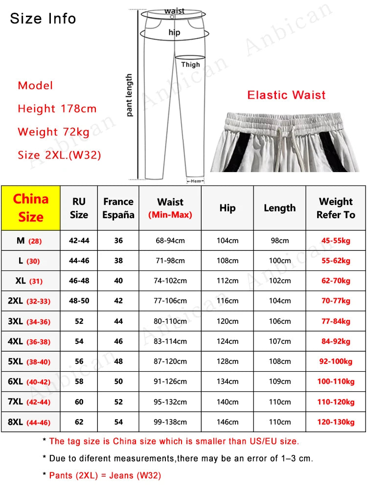 2025 Spring Summer Men's Sweatpants Korean Fashion Wide Leg Baggy Pants 8XL 7XL 6XL Plus Size Loose Straight Trousers Male