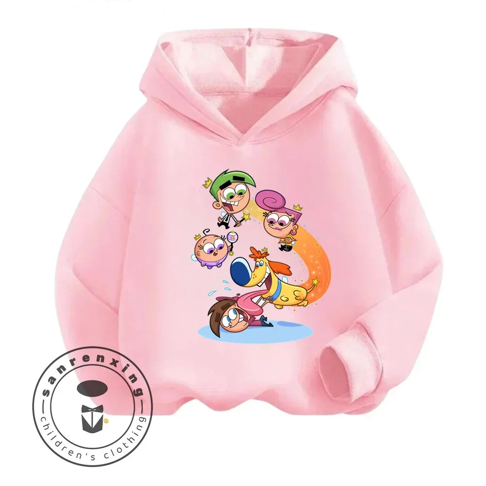 Cartoon The Fairly OddParents Baby Girl Boy Long Sleeve Pullover Sports Boy Girl Autumn Winter Children's Sweatshirt 1-16Y