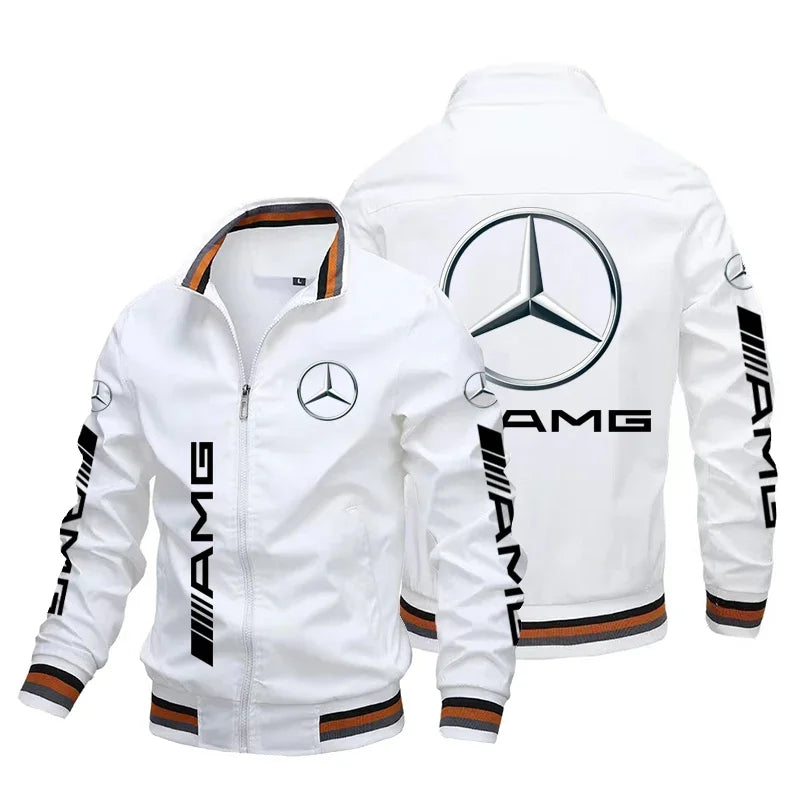 Herre Mercedes-Benz-jakke Luksusbil-logotryk Motorcykeljakke Overdimensioneret Sport Racing Team-jakke Mercedes-Benz Herretøj