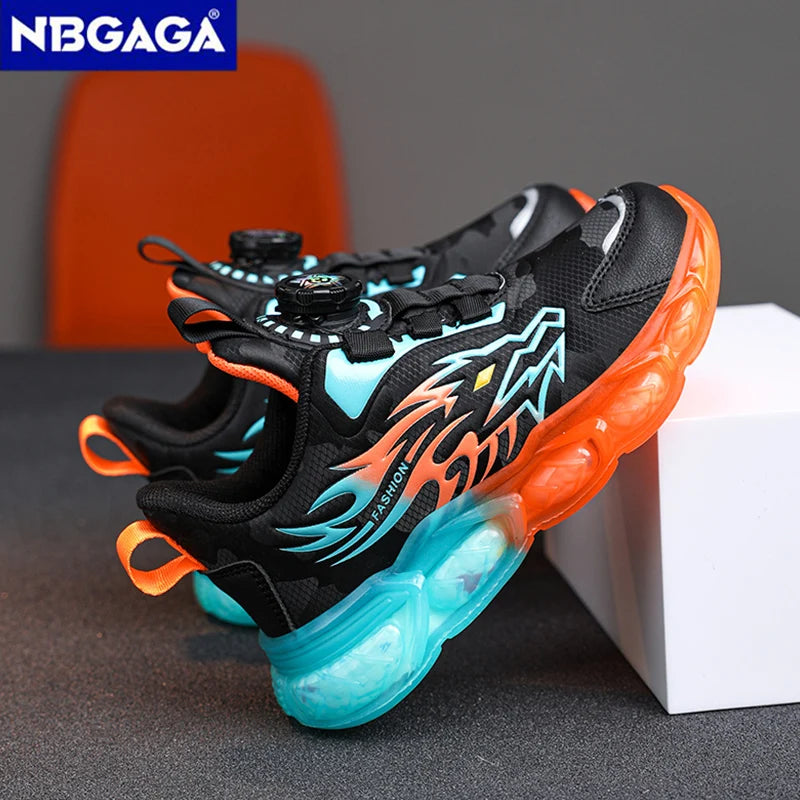 New Anti-skid Leather Kids Sneakers Lightweight  Shoes With Fashion Dragon Pattern