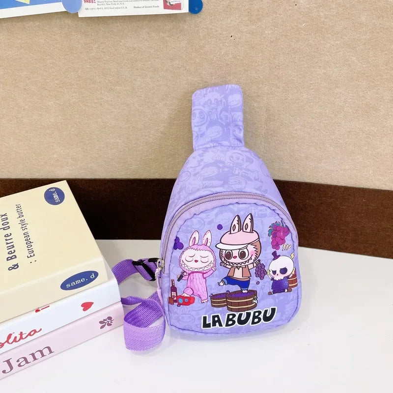 2024 new labubu POPMART LABUBU Children bag chest bag cartoon girl accessories bag trendy new one shoulder crossbody bag gifts