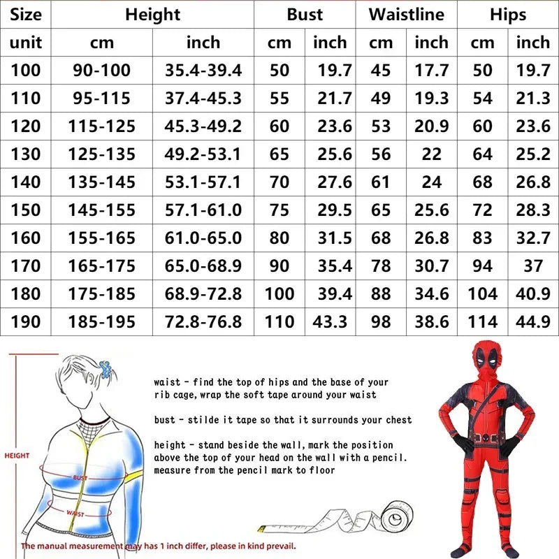 Deadpool Kostume Superhelte Jumpsuit Halloween Film Cosplay Body SuitMaske Leggings Juleshow Legende Børnegave