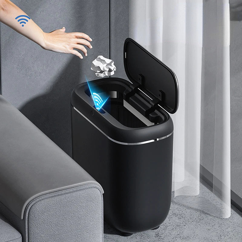 14L Smart Sensor trash can With Display Type-C Recharging Automatic Wastebin For Bathroom Kitchen Toilet Wastebasket Smart home