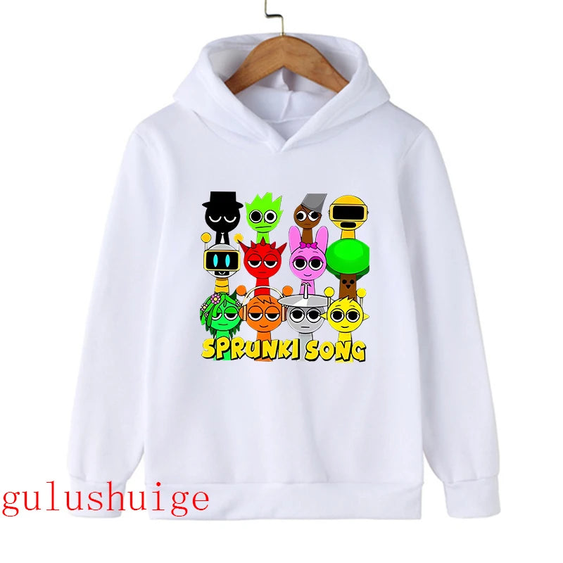 Sprunki Hoodie Fashion Kids Incredibox Hoodies Warm Sweatshirts Children's Winter Soft Clothing Cartoon Hoodie