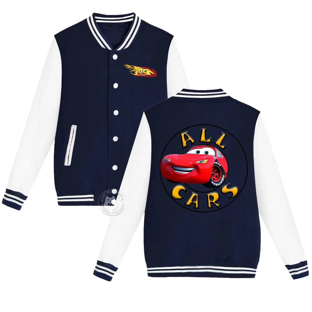 Kids 2-14 years old Fall/Winter Baseball uniform Flash McQueen 95 Racing Print Teen Girls Boys Outdoor padded warm coat