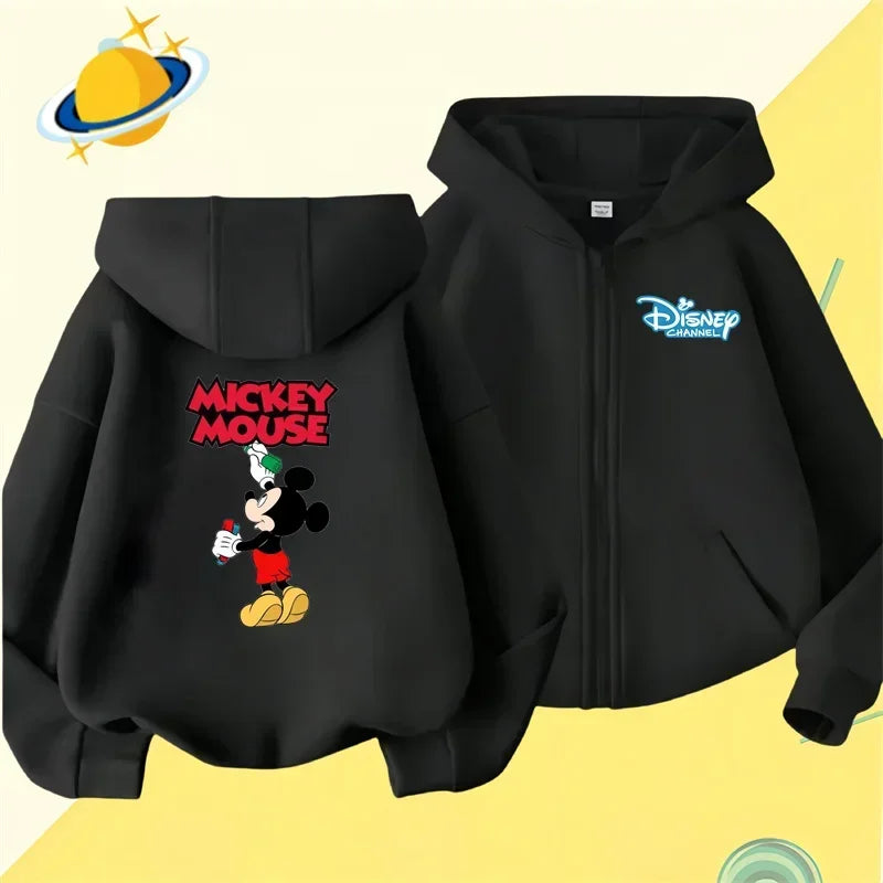 Disney Mickey Mouse Kids zipper hoodie cartoon print Autumn/Winter long sleeve sweatshirt casual top boys and girls clothing