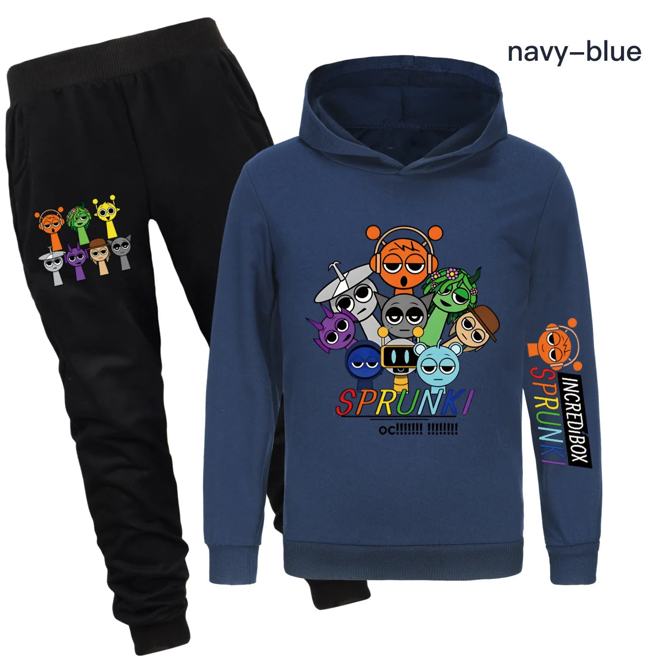 Sprunki Cartoon Clothes Kids Game Incredibox Jumper Boys Fashion Long Sleeve Sweatshirts+ Pants 2pcs Suits Toddler Girls Outfits