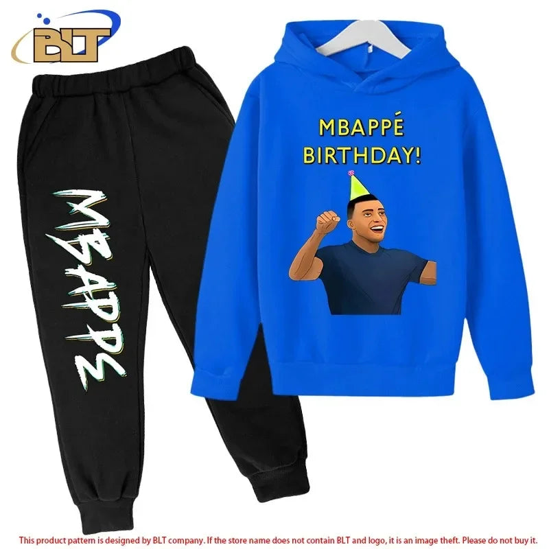 Children's Clothing Children's Hoodie Set Plus Sweatshirt Pants 2-piece Set for Boys and Girls Mbappe Printed Set