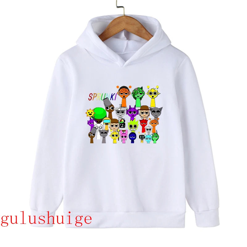 Sprunki Hoodie Fashion Kids Incredibox Hoodies Warm Sweatshirts Children's Winter Soft Clothing Cartoon Hoodie