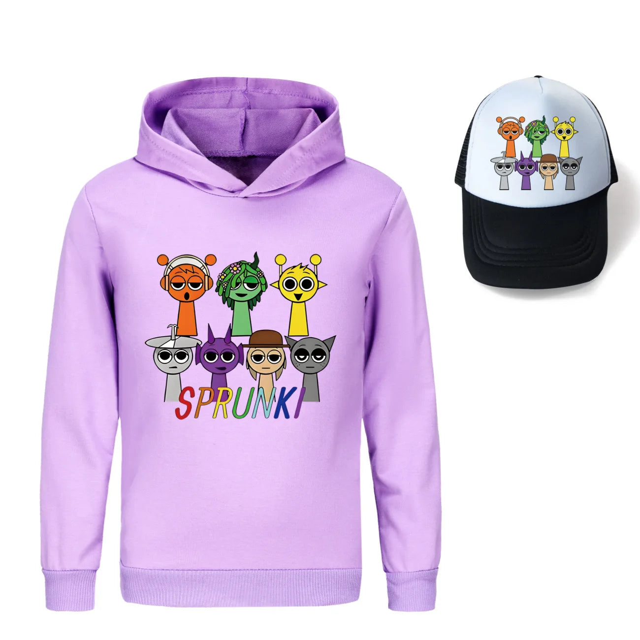 Sprunki Incredibox  Game  Tag Clothes Kids Hooded Sweater Shirt Hat Boys Cotton Girls Fashion Clothes Toddler Long Sleeve Tops