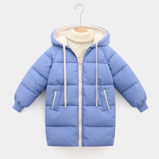 Kids Thicken Warm Down Coat Boys Winter Real Fur Hooded Long Parkas Girls Cotton Down Jackets Outerwears Teen Children Clothing