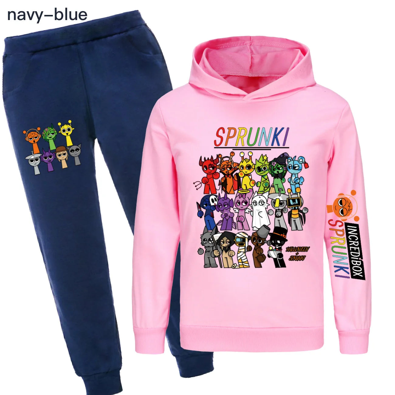 Sprunki Clothes Kids Game Cartoon Incredibox Jumper Boys Fashion Long Sleeve Sweatshirts+ Pants 2pcs Suits Toddler Girls Outfits