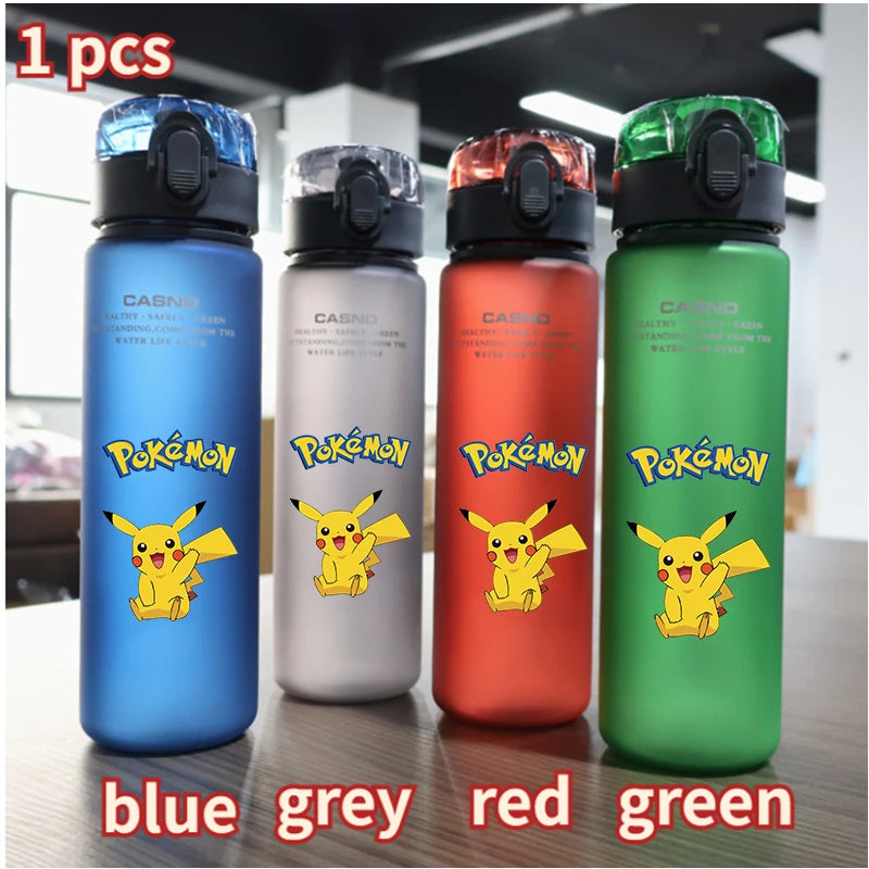 560ml Pokemon Pikachu Charizard Mew Water Bottle Portable Outdoor Sport Large Capacity Blue Gray Red Green Plastic Drinking Cup