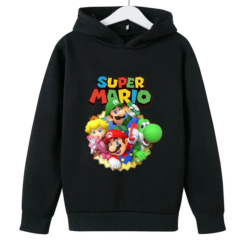 Girls Game Mario bros Hoodies Kids Baby Child Cartoon Tops Spring Children Long Sleeve Print Sweatshirt Autumn Boys Pullovers