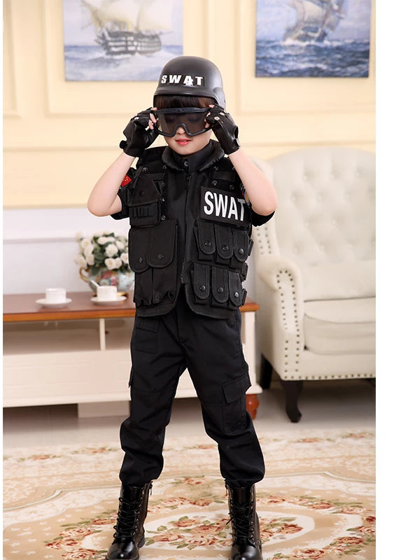 Children Hunting Military Tactical Army Vest Kids Airsoft Gear Combat Armor Uniform Boy Girl Swat Police Outdoor Costume