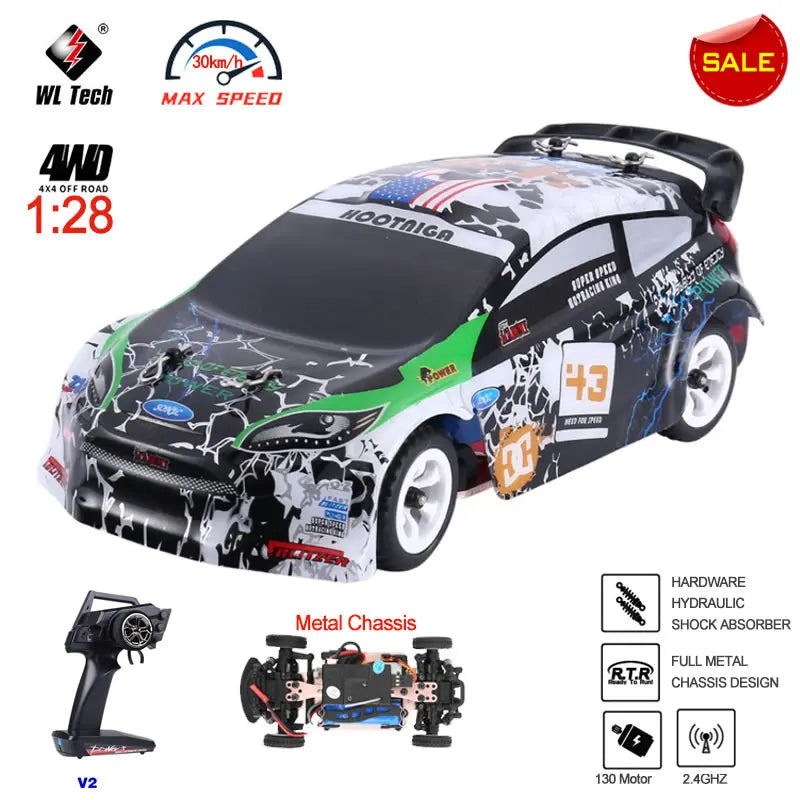 WLtoys K989 1:28 4WD 2.4G Mini RC racerbil Højhastigheds off-road fjernbetjening Drift Legetøj Legeret køretøj til børn Børn Gave