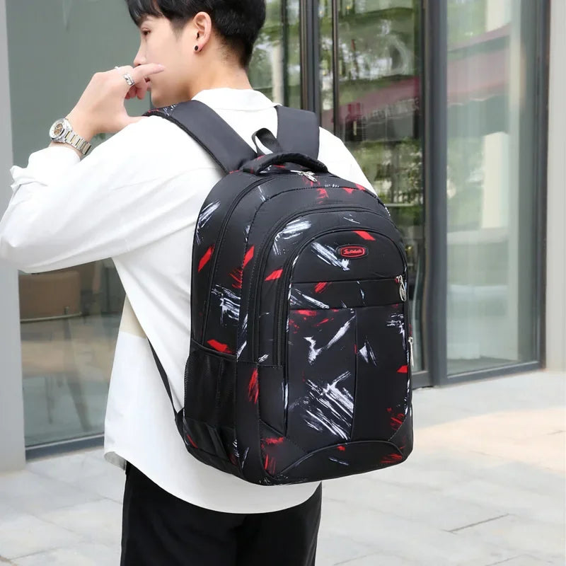 Boys Black Backpack Large Capacity Leisure Travel Bag College Student Bag Can Be Used As Laptop Bag Schoolbag