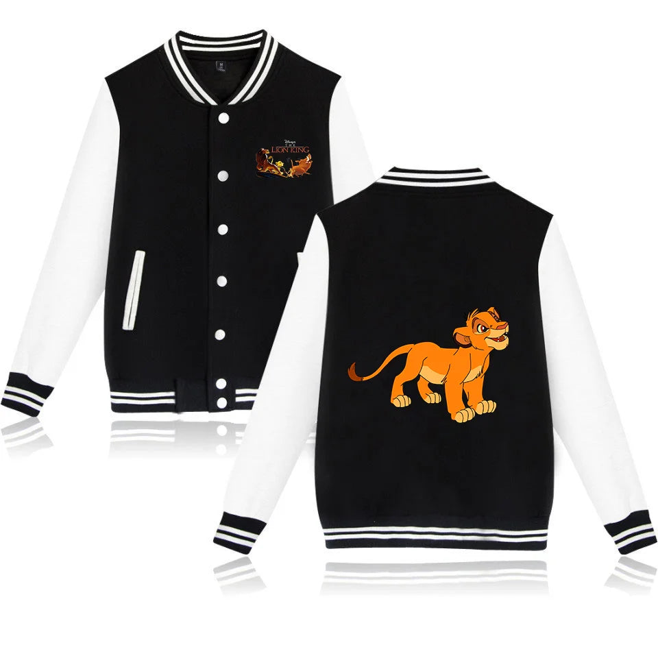 Disney The Lion King Simba Varsity Baseball Bomber Jacket Men Women Hip Hop Harajuku Jackets Kids Boys Girls Single Coats