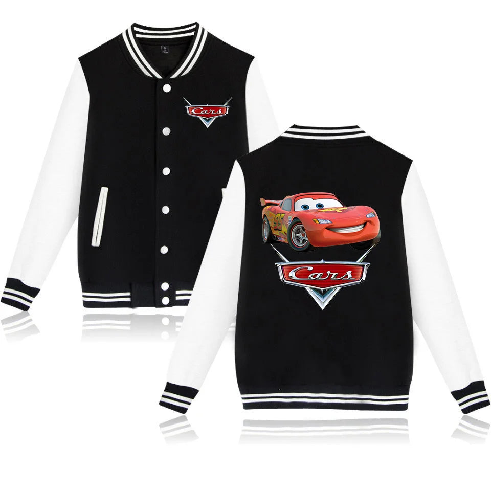 Pixar Cars Lightning McQueen Baseball Jacket Men Women Hip Hop Harajuku Jackets Streetwear Kids Boys Girls College Coats