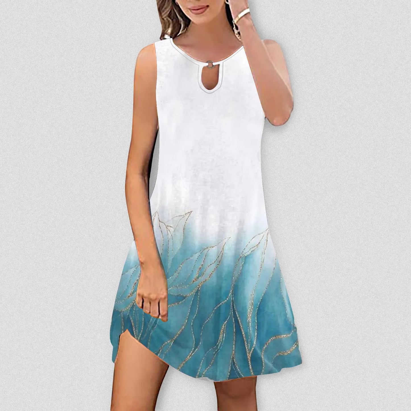 Summer Casual  Sleeveless Loose Floral Tank Dress Women