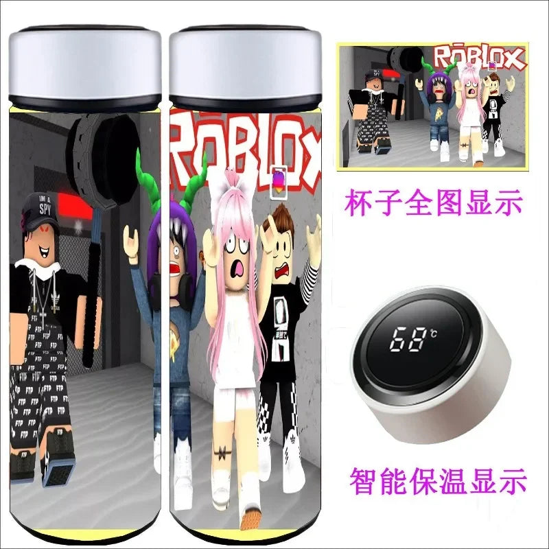 Roblox Cartoon Game Peripheral Sports Water Cup Stainless Steel Large-capacity Display Temperature Insulated Cup