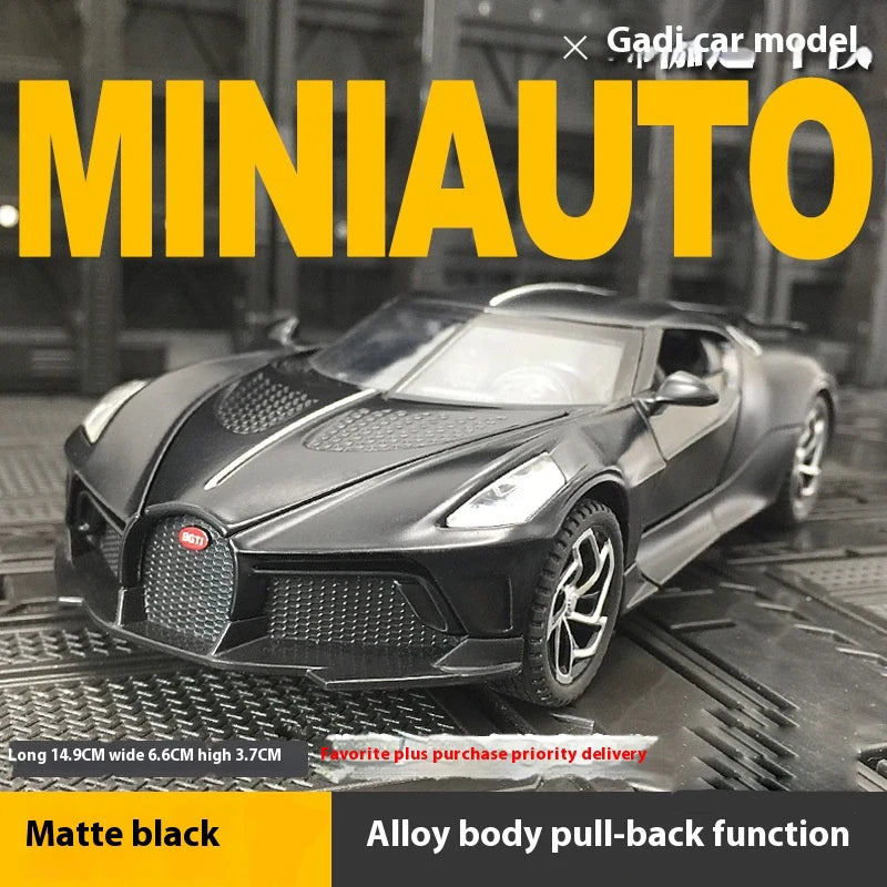 1:32 Bugatti La Voiture Noire Sports Car Alloy Diecast Simulation Metal Model Sound & Light Pull Back Toy Collection Kids Toys