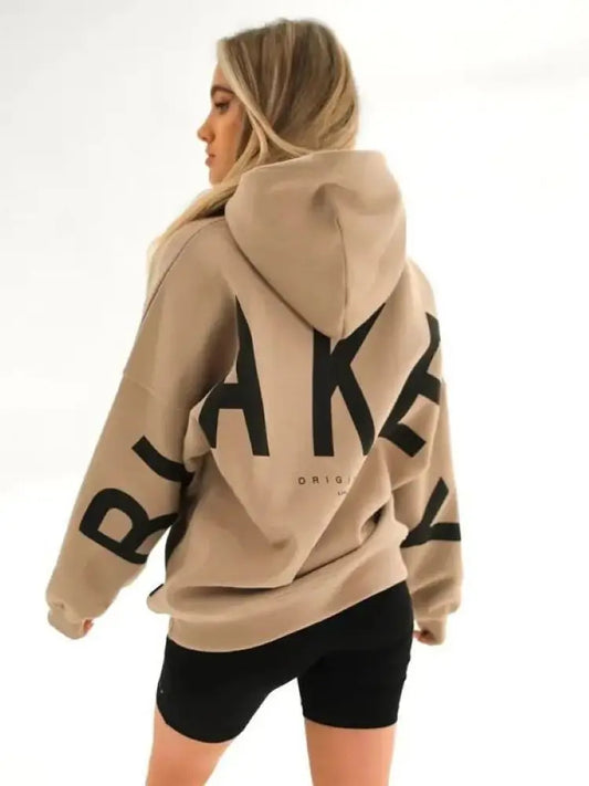 Letter Print Hoodies Women Fashion Long Sleeves Loose Hood Shirt High Street Winter Autumn Female Sweatshirts Casual Y2K Clothes