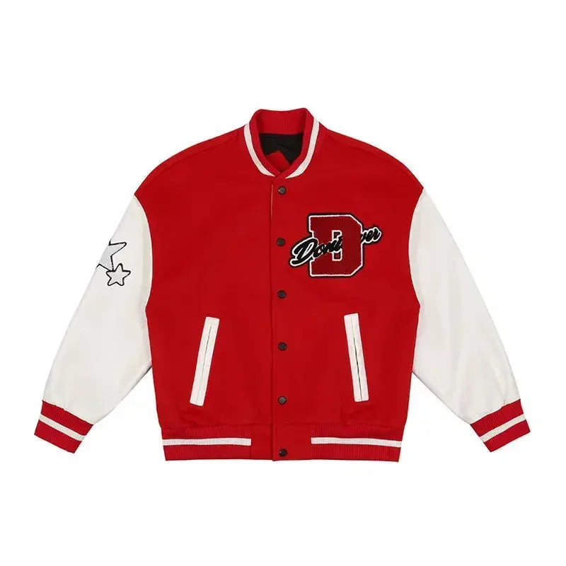 American Street Pop Letter Flocking Embroidery Jacket and Coat Men Harajuku Y2K New Loose Baseball Uniform Couple Casual Jacket