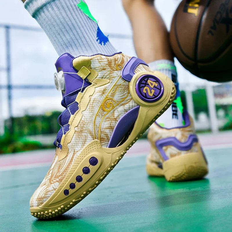 Trend Golden Basketball Shoes High Quality Non-slip Trainers for kids