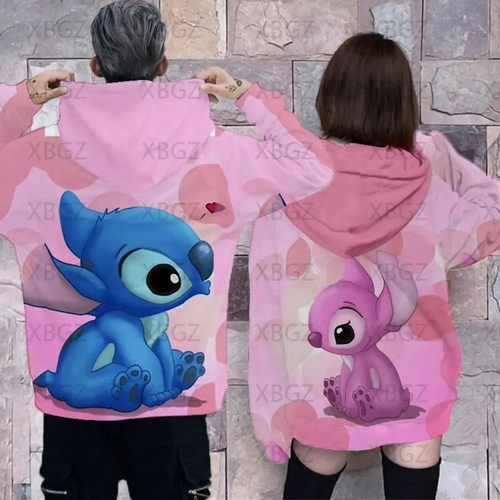 Disney Stitch Sweatshirt Woman 2024 Men's Sweatshirts Fashion Y2k Hoodie  Women's Couple Outfit Lovely Hoodies 3D Print Stitch