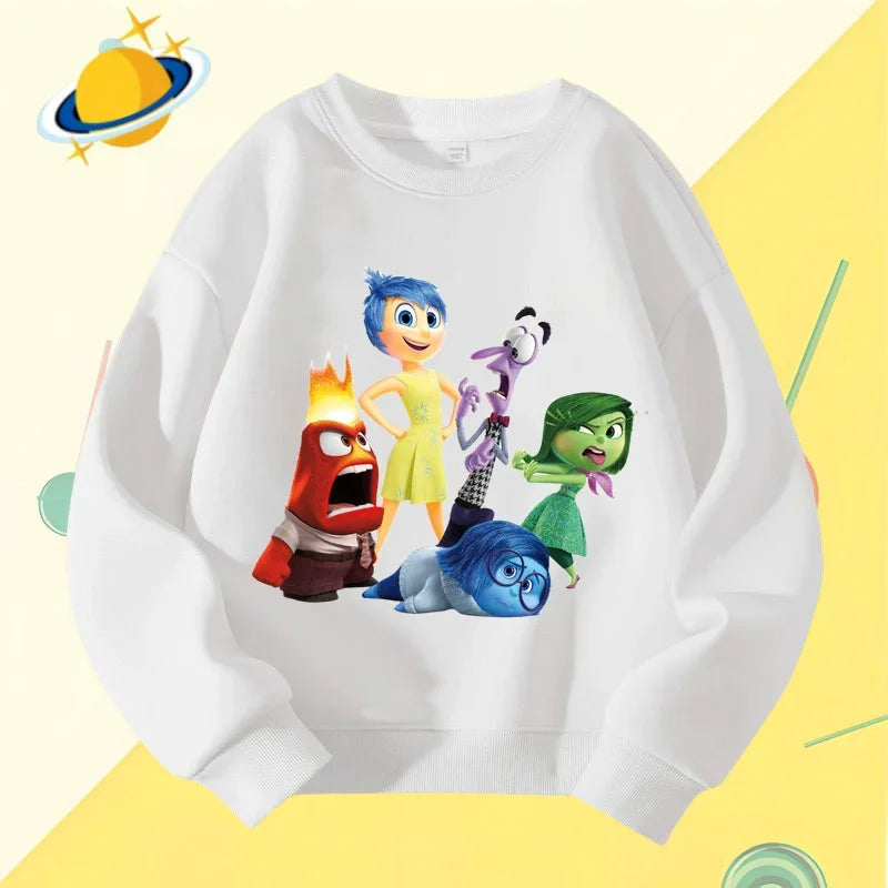 Inside Out children's crew neck hoodie Disney cartoon print autumn winter long sleeve sweatshirt Boys girls Kawaii casual top