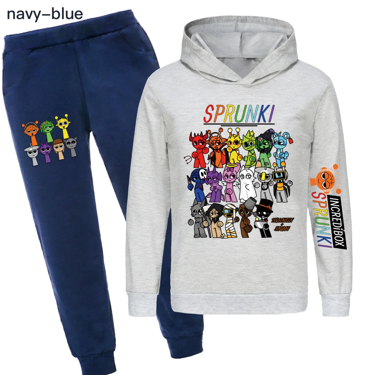 Sprunki Clothes Kids Game Cartoon Incredibox Jumper Boys Fashion Long Sleeve Sweatshirts+ Pants 2pcs Suits Toddler Girls Outfits