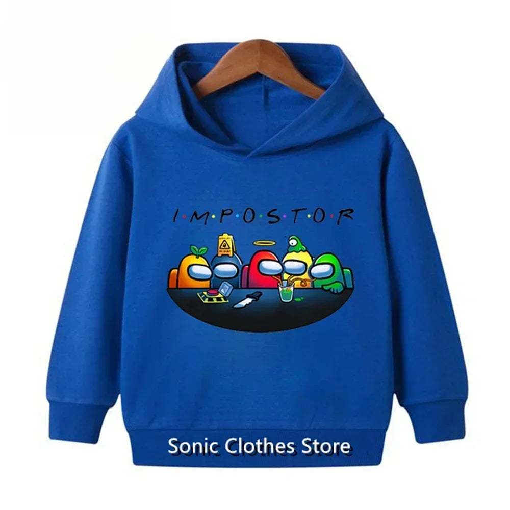 Super Marios Bros Kids Hoodies 3D Anime Hooded Sweatshirt for Children 100-160CM Spring Winter Boys Girls Cartoon Print Hoodie