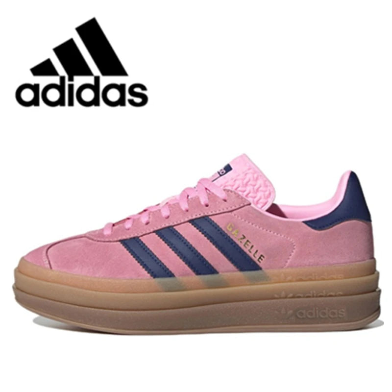 Adidas originals Gazelle Bold woman thick soled skateboard shoes pink red outdoor non-slip comfortable sneakers